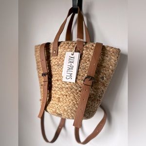 NWT xix palms straw wicker backpack bag purse with insulated lining
